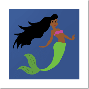 Black Mermaid Posters and Art